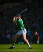 28 May 2023; Diarmaid Byrnes of Limerick scores a 44th minute penalty during the Munster GAA Hurling Senior Championship Round 5 match between Limerick and Cork at TUS Gaelic Grounds in Limerick. Photo by Ray McManus/Sportsfile