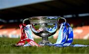 28 May 2023; A general view of the cup before the Electric Ireland Ulster Minor GAA Football Championship Final match between Derry and Monaghan at Box-It Athletic Grounds in Armagh. Photo by Stephen Marken/Sportsfile