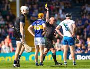 28 May 2023; Mark Kehoe of Tipperary is shown a yellow card by referee John Keenan during the Munster GAA Hurling Senior Championship Round 5 match between Tipperary and Waterford at FBD Semple Stadium in Thurles, Tipperary. Photo by Michael P Ryan/Sportsfile