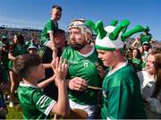28 May 2023; Cian Lynch of Limerick celebrates with supporters after the Munster GAA Hurling Senior Championship Round 5 match between Limerick and Cork at TUS Gaelic Grounds in Limerick. Photo by Daire Brennan/Sportsfile