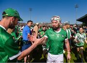 28 May 2023; Cian Lynch of Limerick celebrates with supporters after the Munster GAA Hurling Senior Championship Round 5 match between Limerick and Cork at TUS Gaelic Grounds in Limerick. Photo by Daire Brennan/Sportsfile
