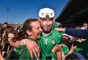 28 May 2023; Aaron Gillane of Limerick celebrates with his mother Mary, after the Munster GAA Hurling Senior Championship Round 5 match between Limerick and Cork at TUS Gaelic Grounds in Limerick. Photo by Daire Brennan/Sportsfile