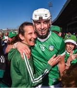 28 May 2023; Aaron Gillane of Limerick celebrates with his mother Mary, after the Munster GAA Hurling Senior Championship Round 5 match between Limerick and Cork at TUS Gaelic Grounds in Limerick. Photo by Daire Brennan/Sportsfile