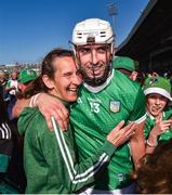 28 May 2023; Aaron Gillane of Limerick celebrates with his mother Mary, after the Munster GAA Hurling Senior Championship Round 5 match between Limerick and Cork at TUS Gaelic Grounds in Limerick. Photo by Daire Brennan/Sportsfile