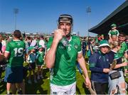 28 May 2023; Diarmaid Byrnes of Limerick celebrates after the Munster GAA Hurling Senior Championship Round 5 match between Limerick and Cork at TUS Gaelic Grounds in Limerick. Photo by Daire Brennan/Sportsfile