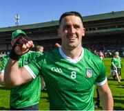 28 May 2023; Darragh O'Donovan of Limerick celebrates after the Munster GAA Hurling Senior Championship Round 5 match between Limerick and Cork at TUS Gaelic Grounds in Limerick. Photo by John Sheridan/Sportsfile
