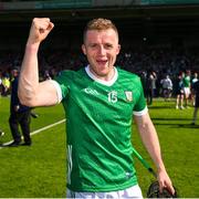 28 May 2023; Peter Casey of Limerick celebrates after the Munster GAA Hurling Senior Championship Round 5 match between Limerick and Cork at TUS Gaelic Grounds in Limerick. Photo by Ray McManus/Sportsfile