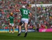 28 May 2023; Aaron Gillane of Limerick celebrates scoring a second half point during the Munster GAA Hurling Senior Championship Round 5 match between Limerick and Cork at TUS Gaelic Grounds in Limerick. Photo by Ray McManus/Sportsfile