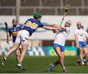 28 May 2023; Dessie Hutchinson of Waterford has his shot blocked by Brian McGrath of Tipperary during the Munster GAA Hurling Senior Championship Round 5 match between Tipperary and Waterford at FBD Semple Stadium in Thurles, Tipperary. Photo by Michael P Ryan/Sportsfile