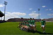 28 May 2023; The Limerick players gather for the pre-match team photograph ahead of the Munster GAA Hurling Senior Championship Round 5 match between Limerick and Cork at TUS Gaelic Grounds in Limerick. Photo by Ray McManus/Sportsfile