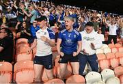 28 May 2023; Monaghan supporters react to a late equalising score during the Electric Ireland Ulster Minor GAA Football Championship Final match between Derry and Monaghan at Box-It Athletic Grounds in Armagh. Photo by Stephen Marken/Sportsfile