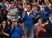 28 May 2023; Monaghan supporters react to a late equalising score during the Electric Ireland Ulster Minor GAA Football Championship Final match between Derry and Monaghan at Box-It Athletic Grounds in Armagh. Photo by Stephen Marken/Sportsfile