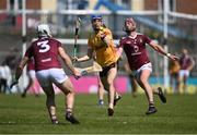 28 May 2023; James McNaughton of Antrim in action against Conor Shaw of Westmeath, left, and Johnny Bermingham during the Leinster GAA Hurling Senior Championship Round 5 match between Westmeath and Antrim at TEG Cusack Park in Mullingar, Westmeath. Photo by Tyler Miller/Sportsfile