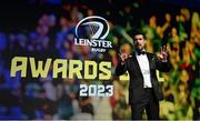 28 May 2023; MC Craig Doyle during the Leinster Rugby Awards Ball, which took place at The Clayton Hotel Burlington Road in Dublin, was a celebration of the 2022/23 Leinster Rugby season. Photo by Harry Murphy/Sportsfile