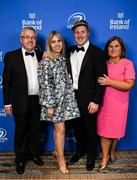 28 May 2023; James Tracy, with his wife Ashley, and parents Sile and Jim, at the Leinster Rugby Awards Ball, which took place at the Clayton Hotel Burlington Road in Dublin, was a celebration of the 2022/23 Leinster Rugby season. Photo by Ramsey Cardy/Sportsfile