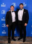 28 May 2023; On arrival at the Leinster Rugby Awards Ball is Tadgh McElroy and Vakhtang Abdaladze . The Leinster Rugby Awards Ball, which took place at the Clayton Hotel Burlington Road in Dublin, was a celebration of the 2022/23 Leinster Rugby. Photo by Harry Murphy/Sportsfile