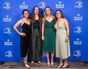 28 May 2023; On arrival at the Leinster Rugby Awards Ball is, from left, Vanessa Hullon, Clodagh Dunne, Alison Coleman and Beth Cregan. The Leinster Rugby Awards Ball, which took place at the Clayton Hotel Burlington Road in Dublin, was a celebration of the 2022/23 Leinster Rugby season. Photo by Harry Murphy/Sportsfile