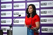 29 May 2023; Pictured at the launch of the 2023 TG4 All-Ireland Ladies Football Championships at Croke Park is Máire Ní Bhraonáin of TG4. The very first All-Ireland Ladies Senior Football Final, between winners Tipperary and opponents Offaly, was played in Durrow in 1974, while the 2023 decider at Croke Park on Sunday August 13 will mark the LGFA’s 50th All-Ireland Senior Final. The 2023 TG4 All-Ireland Ladies Football Championships get underway on the weekend of June 10/11, with the opening round of Intermediate Fixtures. All games in the 2023 TG4 All-Ireland Championships will be available live to viewers, either on TG4 or via the LGFA’s live-streaming portal: https://bit.ly/3oktfD5 #ProperFan. Photo by Harry Murphy/Sportsfile