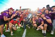 29 May 2023; Munster players celebrate with the trophy during the Munster Rugby homecoming as URC Champions at Thomond Park in Limerick. Photo by David Fitzgerald/Sportsfile