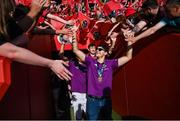 29 May 2023; Antoine Frisch is greeted by supporters during the Munster Rugby homecoming as URC Champions at Thomond Park in Limerick. Photo by David Fitzgerald/Sportsfile