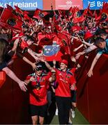 29 May 2023; Gavin Coombes, left, and Mike Haley are greeted by supporters during the Munster Rugby homecoming as URC Champions at Thomond Park in Limerick. Photo by David Fitzgerald/Sportsfile