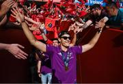 29 May 2023; Antoine Frisch is greeted by supporters during the Munster Rugby homecoming as URC Champions at Thomond Park in Limerick. Photo by David Fitzgerald/Sportsfile