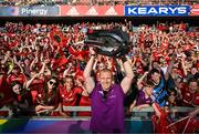 29 May 2023; Keith Earls celebrates with the trophy during the Munster Rugby homecoming as URC Champions at Thomond Park in Limerick. Photo by David Fitzgerald/Sportsfile