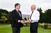 31 May 2023; The 61st running of the All-Ireland Father and Son will take place in Castle Golf Club on Saturday 1st and Sunday 2nd July with qualifying for Matchplay on both days. To enter please visit castlegc.ie and Book a Tee-time, Open Bookings. Pictured at the launch of this years event is Castle Golf Club captain Frank O’Hare, left, and Ken McDonagh of Dawson Jewellers at Castle Golf Club in Rathfarnham, Dublin. Photo by Eóin Noonan/Sportsfile