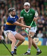 21 May 2023; Aaron Gillane of Limerick in action against Dan McCormack of Tipperary during the Munster GAA Hurling Senior Championship Round 4 match between Tipperary and Limerick at FBD Semple Stadium in Thurles, Tipperary. Photo by Brendan Moran/Sportsfile
