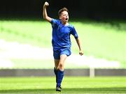 31 May 2023; Oisín Wall of St Joseph’s NS, Hacketstown, Carlow, celebrates after scoring a goal during the ‘A’ Cup, for mixed small sized schools, at the FAI Primary School 5s National Finals in the Aviva Stadium, Dublin. Photo by Eóin Noonan/Sportsfile