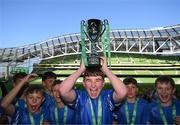 31 May 2023; St Kevin’s NS, Greystones, Wicklow, captain Cian Lawless and team-mates celebrate winning the ‘C’ Cup, for mixed large sized schools, at the FAI Primary School 5s National Finals in the Aviva Stadium, Dublin. Photo by Stephen McCarthy/Sportsfile