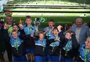 31 May 2023; St Joseph’s NS, Hacketstown, Carlow, players celebrate after winning the ‘A’ Cup, for mixed small sized schools, at the FAI Primary School 5s National Finals in the Aviva Stadium, Dublin. Photo by Stephen McCarthy/Sportsfile