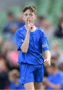 31 May 2023; Oisín Wall of St Joseph’s NS, Hacketstown, Carlow, during the ‘A’ Cup, for mixed small sized schools, at the FAI Primary School 5s National Finals in the Aviva Stadium, Dublin. Photo by Stephen McCarthy/Sportsfile