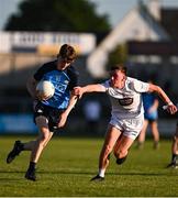 31 May 2023; Patrick Coleman of Dublin in action against Rob Murray of Kildare during the 2023 Electric Ireland Leinster GAA Football Minor Championship Final match between Dublin and Kildare at Laois Hire O'Moore Park in Portlaoise, Laois. Photo by Stephen Marken/Sportsfile