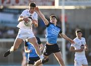 31 May 2023; Seanan Murphy of Kildare in action against Noah Byrne of Dublin during the 2023 Electric Ireland Leinster GAA Football Minor Championship Final match between Dublin and Kildare at Laois Hire O'Moore Park in Portlaoise, Laois. Photo by Piaras Ó Mídheach/Sportsfile