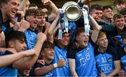 31 May 2023; Dublin players celebrate after their side's victory in the 2023 Electric Ireland Leinster GAA Football Minor Championship Final match between Dublin and Kildare at Laois Hire O'Moore Park in Portlaoise, Laois. Photo by Stephen Marken/Sportsfile
