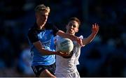 31 May 2023; Senan Ryan of Dublin in action against Harry Redmond of Kildare during the 2023 Electric Ireland Leinster GAA Football Minor Championship Final match between Dublin and Kildare at Laois Hire O'Moore Park in Portlaoise, Laois. Photo by Stephen Marken/Sportsfile