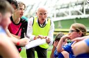 31 May 2023; Scoil Eoin, Crumlin, Dublin, coach Richie Doran speaks to his players during the Special Schools Cup at the FAI Primary School 5s National Finals in the Aviva Stadium, Dublin. Photo by Stephen McCarthy/Sportsfile