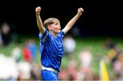 31 May 2023; Carl McNamara of Scoil Eoin, Crumlin, Dublin, celebrates during the Special Schools Cup at the FAI Primary School 5s National Finals in the Aviva Stadium, Dublin. Photo by Stephen McCarthy/Sportsfile