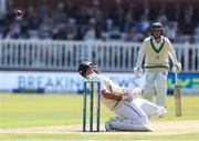 1 June 2023; Mark Adair of Ireland avoids the ball during day one of the Test Match between England and Ireland at Lords Cricket Ground in London, England. Photo by Matt Impey/Sportsfile
