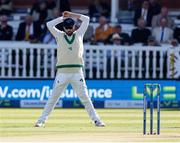 1 June 2023; Andrew Balbirnie of Ireland reacts during day one of the Test Match between England and Ireland at Lords Cricket Ground in London, England. Photo by Matt Impey/Sportsfile