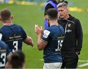 20 May 2023; La Rochelle head coach Ronan O'Gara consoles Leinster players Tadhg Furlong and Hugo Keenan after the Heineken Champions Cup Final match between Leinster and La Rochelle at Aviva Stadium in Dublin. Photo by Brendan Moran/Sportsfile