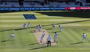 2 June 2023; Long shadows on the pitch as England bowl out the last overs on day two of the Test Match between England and Ireland at Lords Cricket Ground in London, England. Photo by Matt Impey/Sportsfile