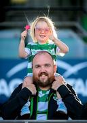 2 June 2023; Shamrock Rovers supporters Bella, age 3, and Robert McAnaspie before the SSE Airtricity Men's Premier Division match between Shamrock Rovers and Dundalk at Tallaght Stadium in Dublin. Photo by Stephen McCarthy/Sportsfile