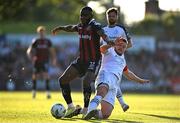 2 June 2023; James Akintunde of Bohemians is fouled by David Cawley of Sligo Rovers during the SSE Airtricity Men's Premier Division match between Bohemians and Sligo Rovers at Dalymount Park in Dublin. Photo by Sam Barnes/Sportsfile