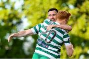 2 June 2023; Aaron Greene of Shamrock Rovers celebrates with team-mate Rory Gaffney, 20, after scoring their side's first goal during the SSE Airtricity Men's Premier Division match between Shamrock Rovers and Dundalk at Tallaght Stadium in Dublin. Photo by Stephen McCarthy/Sportsfile