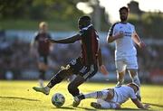 2 June 2023; James Akintunde of Bohemians is fouled by David Cawley of Sligo Rovers during the SSE Airtricity Men's Premier Division match between Bohemians and Sligo Rovers at Dalymount Park in Dublin. Photo by Sam Barnes/Sportsfile