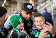 2 June 2023; Republic of Ireland's Gavin Bazunu with supporters during the SSE Airtricity Men's Premier Division match between Shamrock Rovers and Dundalk at Tallaght Stadium in Dublin. Photo by Stephen McCarthy/Sportsfile