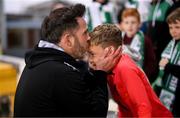 2 June 2023; Shamrock Rovers manager Stephen Bradley celebrates with his son Josh after the SSE Airtricity Men's Premier Division match between Shamrock Rovers and Dundalk at Tallaght Stadium in Dublin. Photo by Stephen McCarthy/Sportsfile