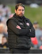 2 June 2023; Derry City manager Ruaidhrí Higgins during the SSE Airtricity Men's Premier Division match between Derry City and Shelbourne at The Ryan McBride Brandywell Stadium in Derry. Photo by Brendan Moran/Sportsfile